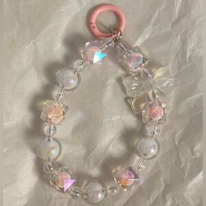 Iridescent Beaded Chain with Pink Clasp